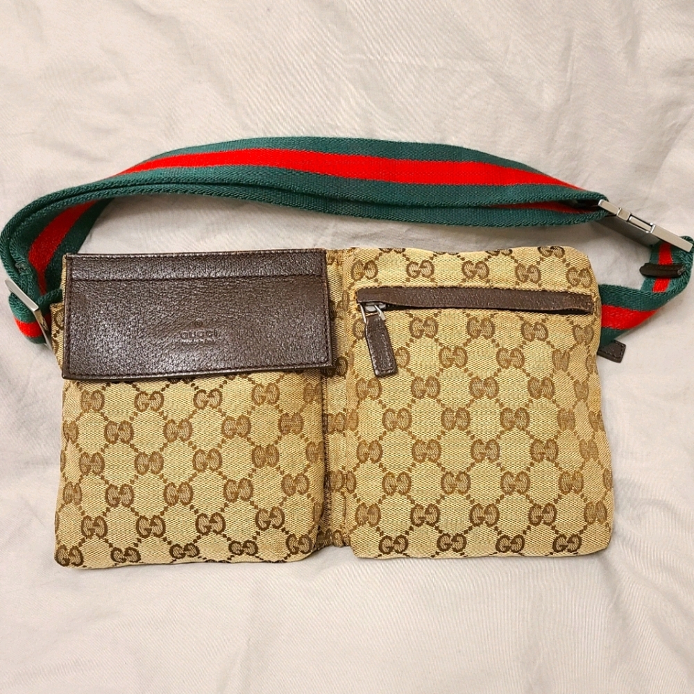 Gucci Web Belt Bag Monogram GG Waist Pouch Fanny P